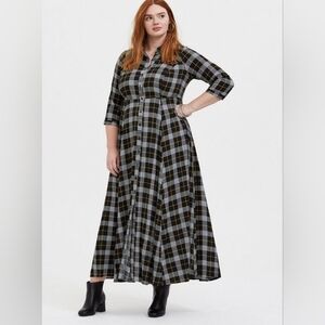 NWT Maxi Challis Button Front Shirt Dress